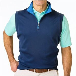 Fairway & Greene Tech Mens Caves Quarter Zip Vest Size Medium M Navy Blue EUC